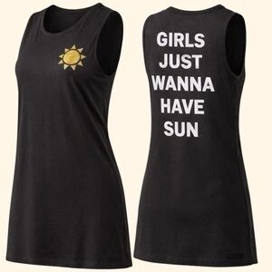 Xhilaration Girls Just Wanna Have Sun Graphic Swim Cover Up Tank Dress Medium